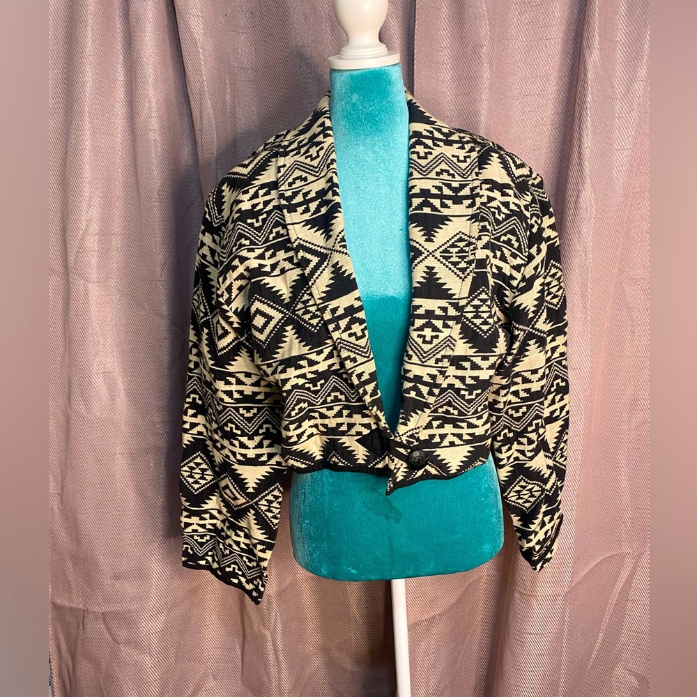 Flashback: Vintage Aztec Pattern Cropped Jacket - image 1